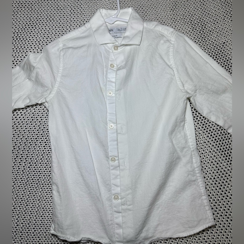 KIDS SIZE 7 long sleeve shirt white ZARA